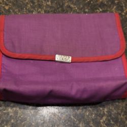Snap wallet, lavender with red trip appox 4x6"