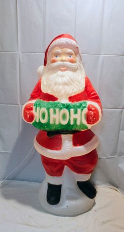 Vintage TPI Santa Claus Blow Mold HO HO HO Sign Christmas Holiday Yard Light Up