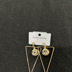 Elegant Gold Triangle Drop Earrings