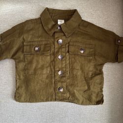 Baby boy’s Banana Republic Linen Shirt, Khaki Green, Size 3-6 Months