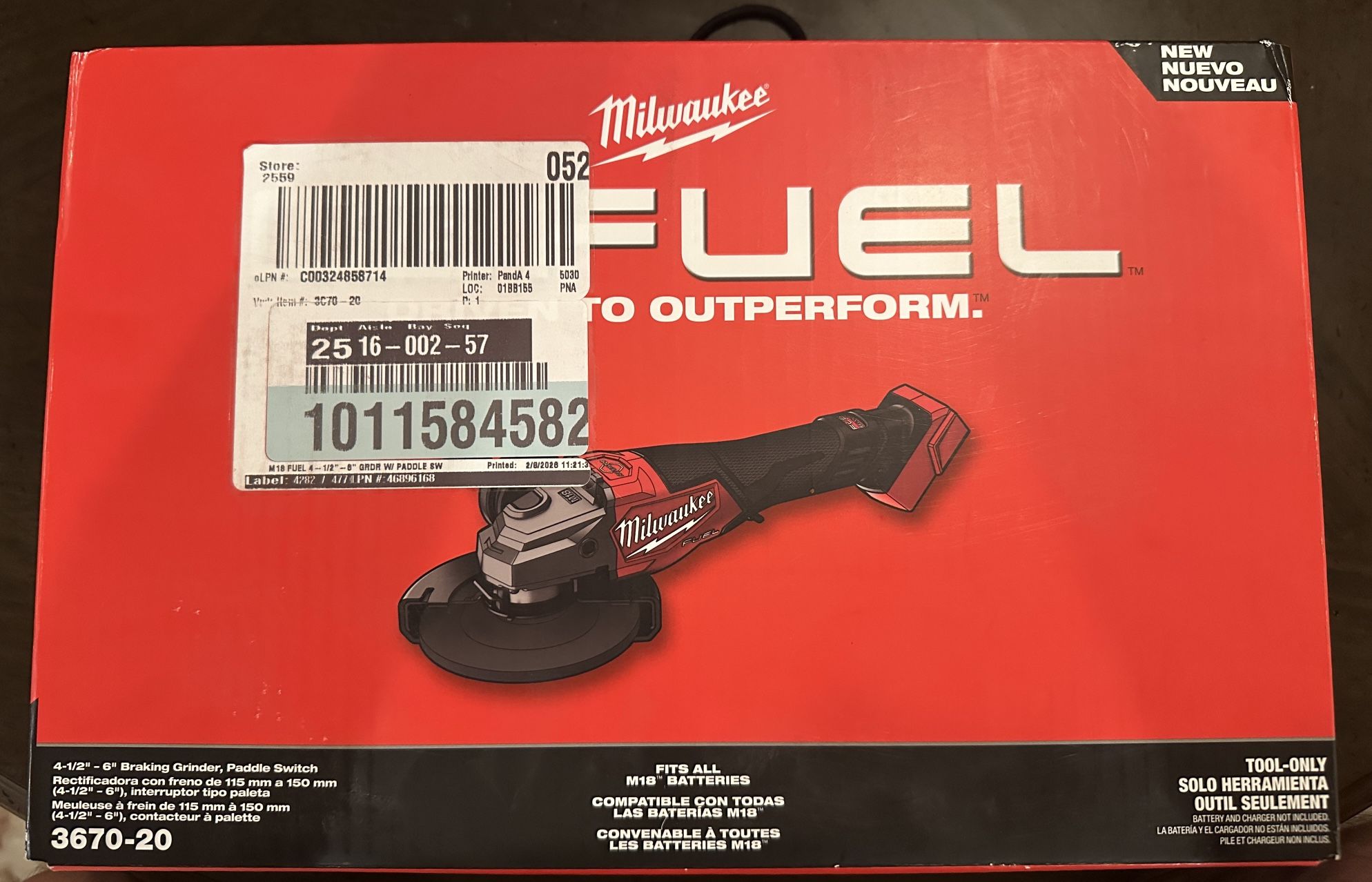 Milwaukee Fuel 13 Amp Braking Grinder 4 1/2”-6” (NEW, Sealed)