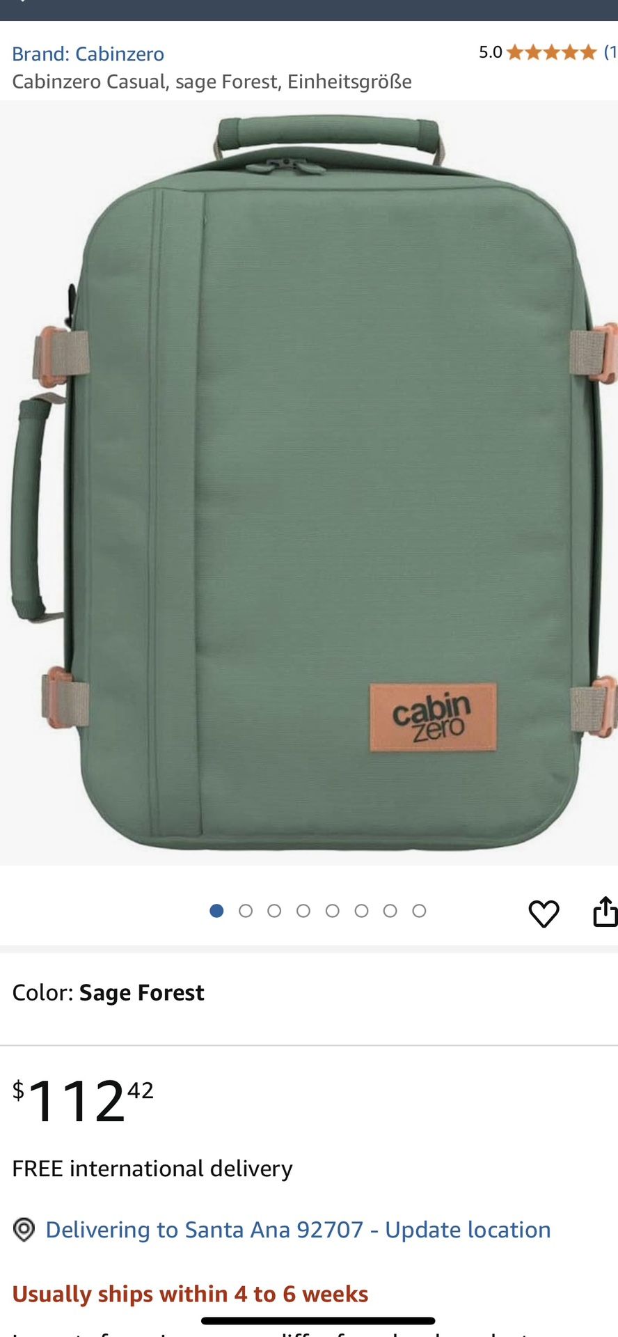 New W/out Tags. Cabin Zero UNISEX backpack. Tag Plate Digital Lost Bag System