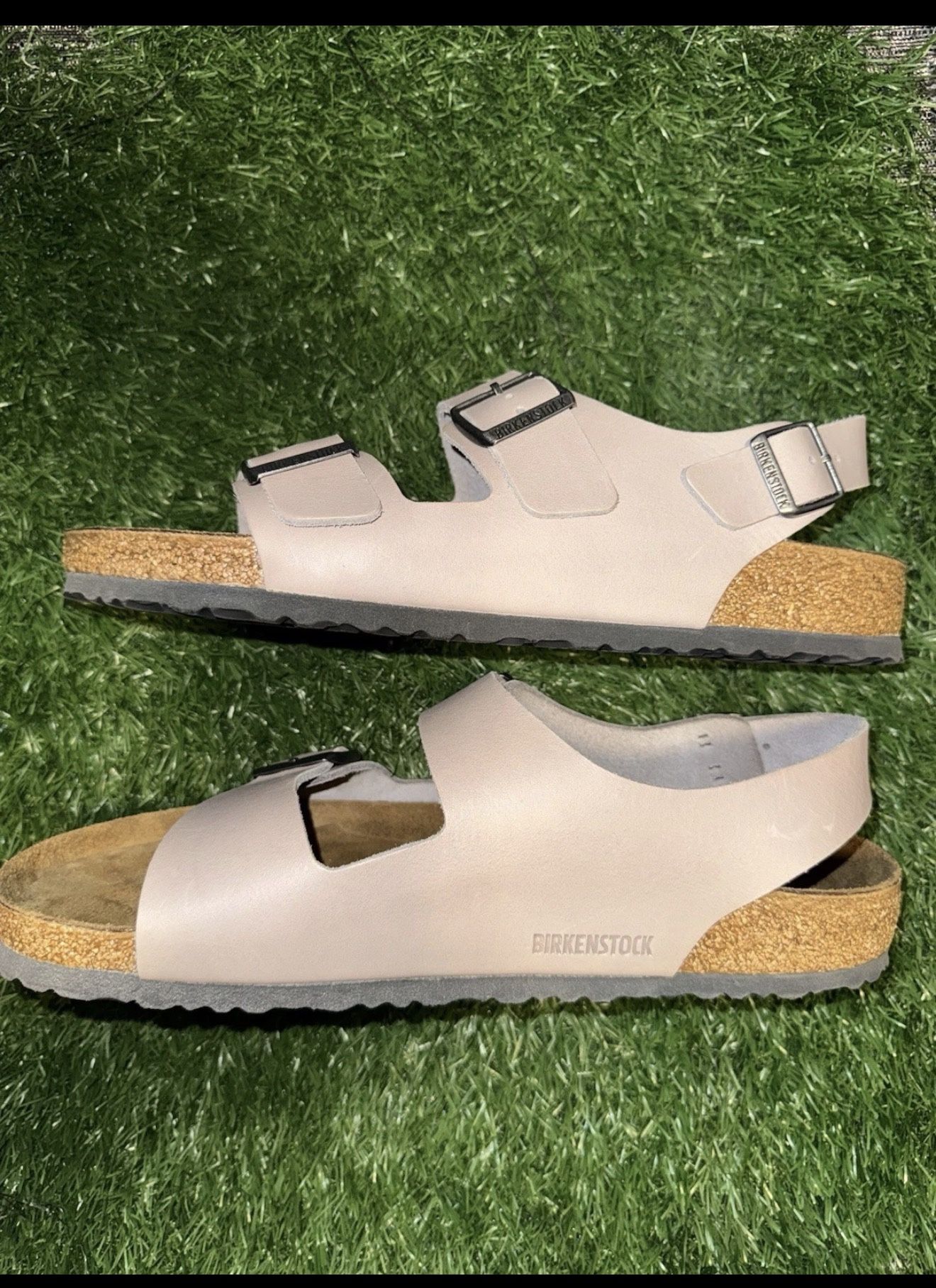 Birkenstocks MILANO Size 13 Natural Leather Gray Gray/Stone Coin