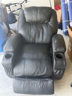Black Power Recliner Chair Dual Cup Holders Home Theater Gaming Living Room