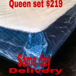 Brand New Queen Size Plush Mattress And Box Spring/Fast Delivery 