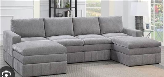 Brand New Grey Super Plush Modular Sectional Sofa
