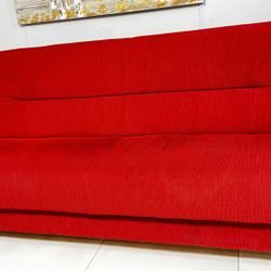 Gorgeous Red Futon (turns Into Bed, Storage Space)