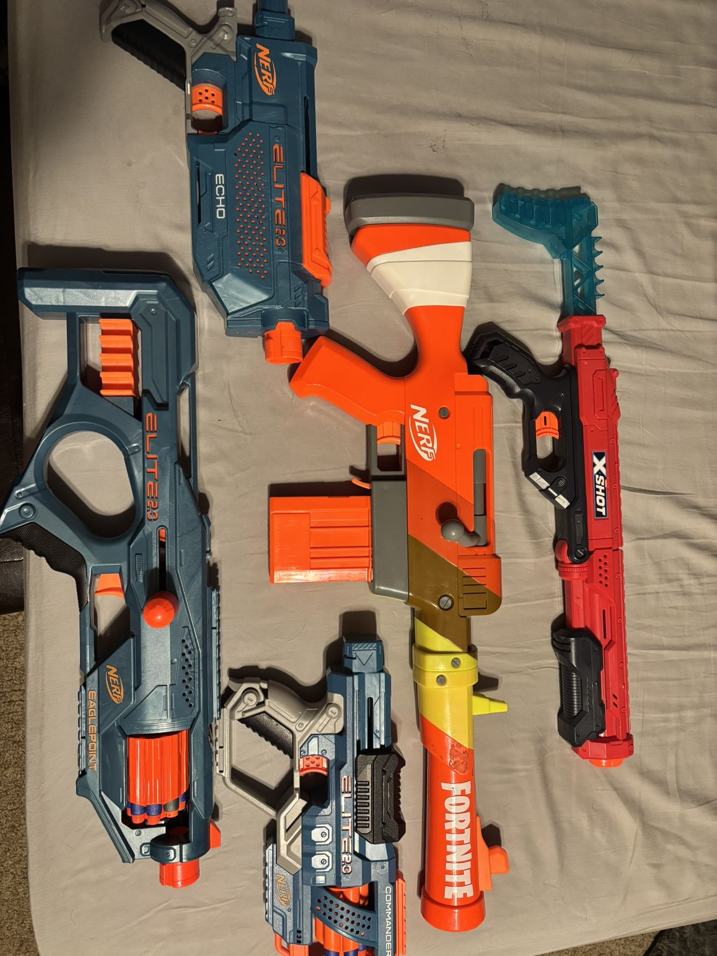 5 Nerf Guns For The Price Of 1. In Great Condition. Son Hardly Used