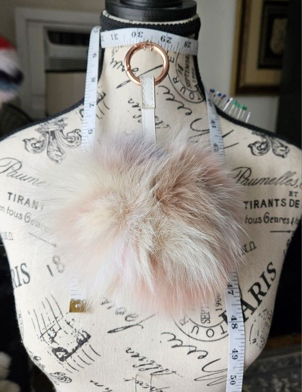 7" Genuine Fur 7 Color Pom Pom 9" Long Keychain + Fur Freebie