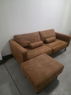 Brown 3 seater Sofa with Ottoman
