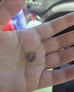 Silver Amethyst Heart Necklace