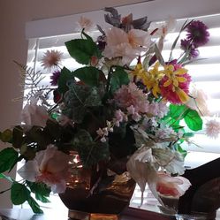 Floral Arrangement In Brass Base