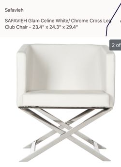 Modern White Leather Accent Chair by Safavieh
