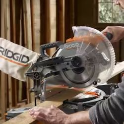 RIDGID Mitter Saw 15 Amp 10 in. Corded Dual Bevel with LED Cut Line Indicator