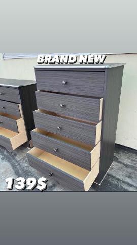 Brand New Gray 5 Drawer Dresser