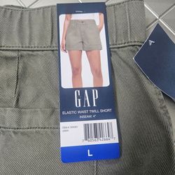 Gap Elastic Waist Twill Shorts Size Large