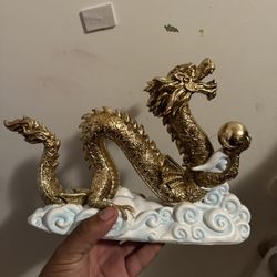 Gold Chinese Dragon Feng Shui Statue – Power & Prosperity Decor