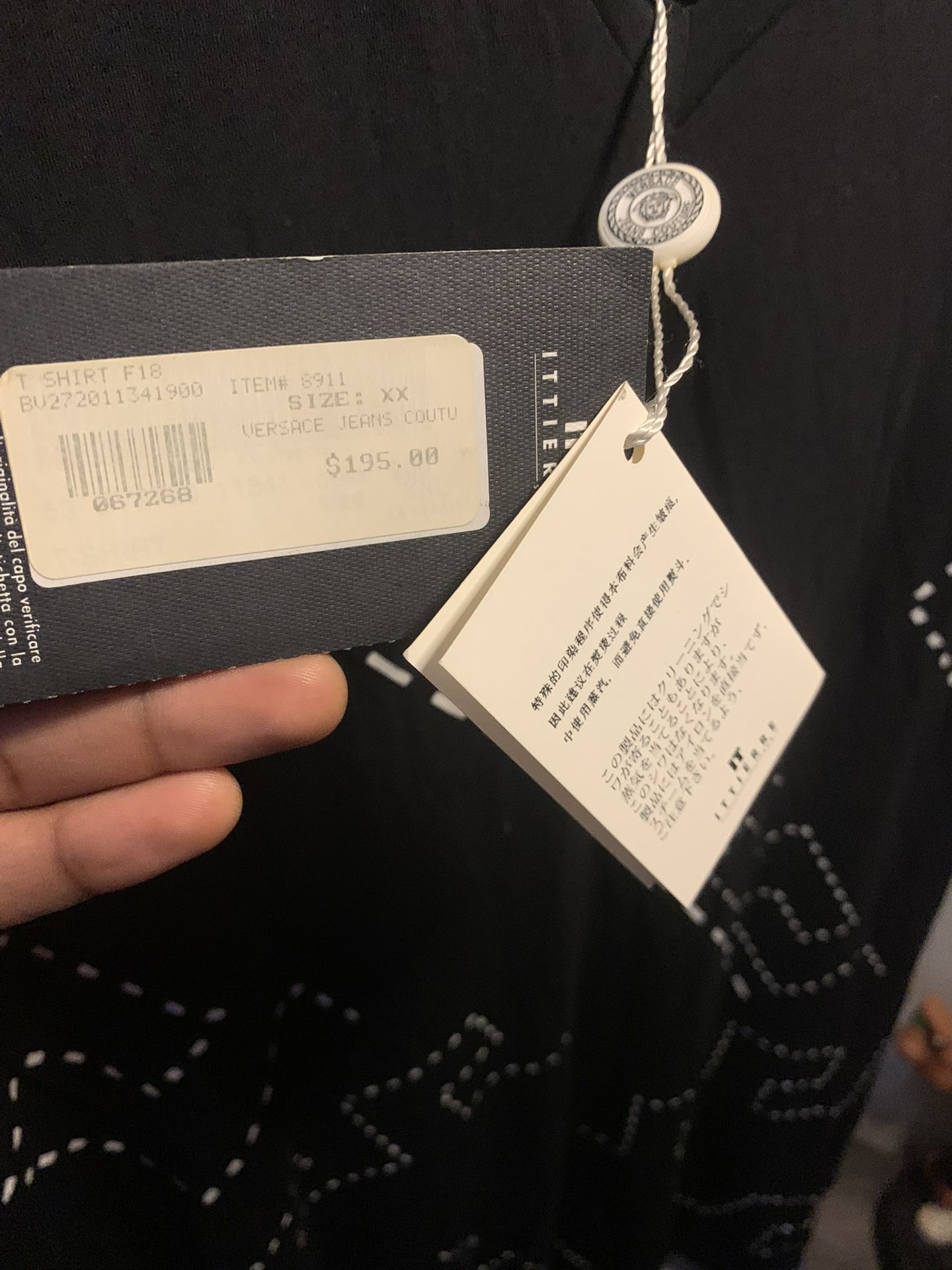 Versace Jeans Couture T-Shirt, Black with Unique Stitching, New With Tags XXL