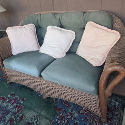 Vintage Wicker Sofa & Matching Chair