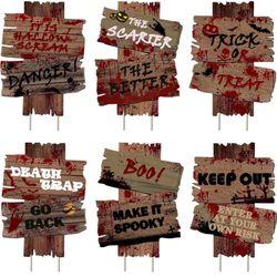 New Halloween Decorations Outdoor Yard Signs 6 Pack, 2022 Newest Large Size 17"×12" Halloween Signs