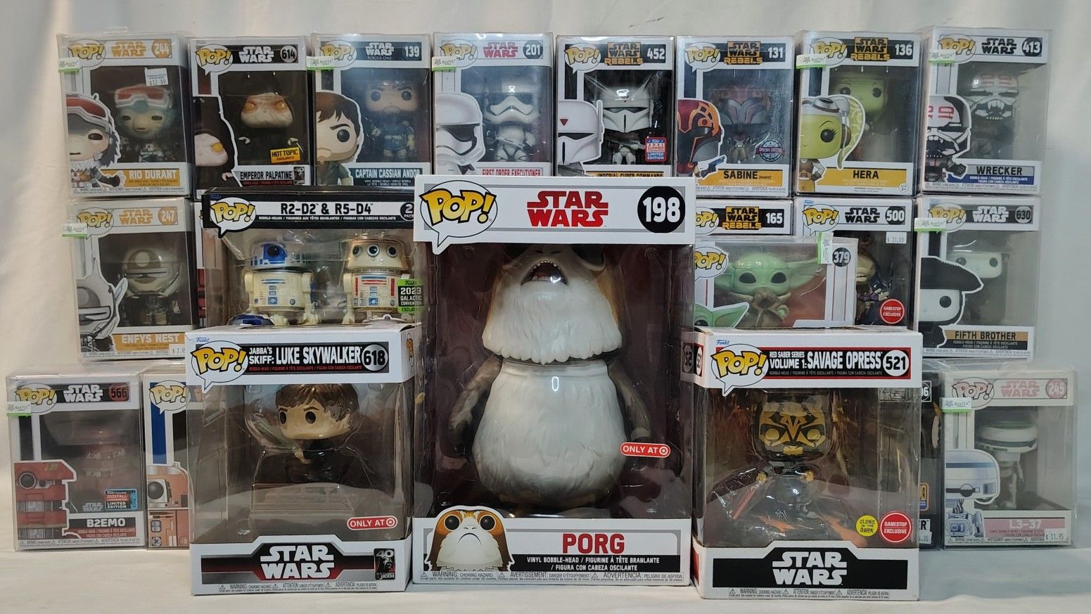 Funko Pop Lot x59 STAR WARS Related w/ EcoTek Protective Cases and Large Bags