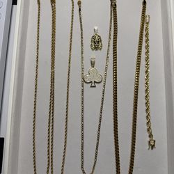 Gold Plated jewelry - Rope Chain -Cubans - Pendants