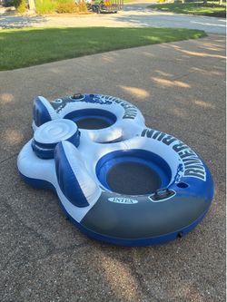 2 Person Inflatable Floating Water Tube with Cooler - Great for River Lake Pool
