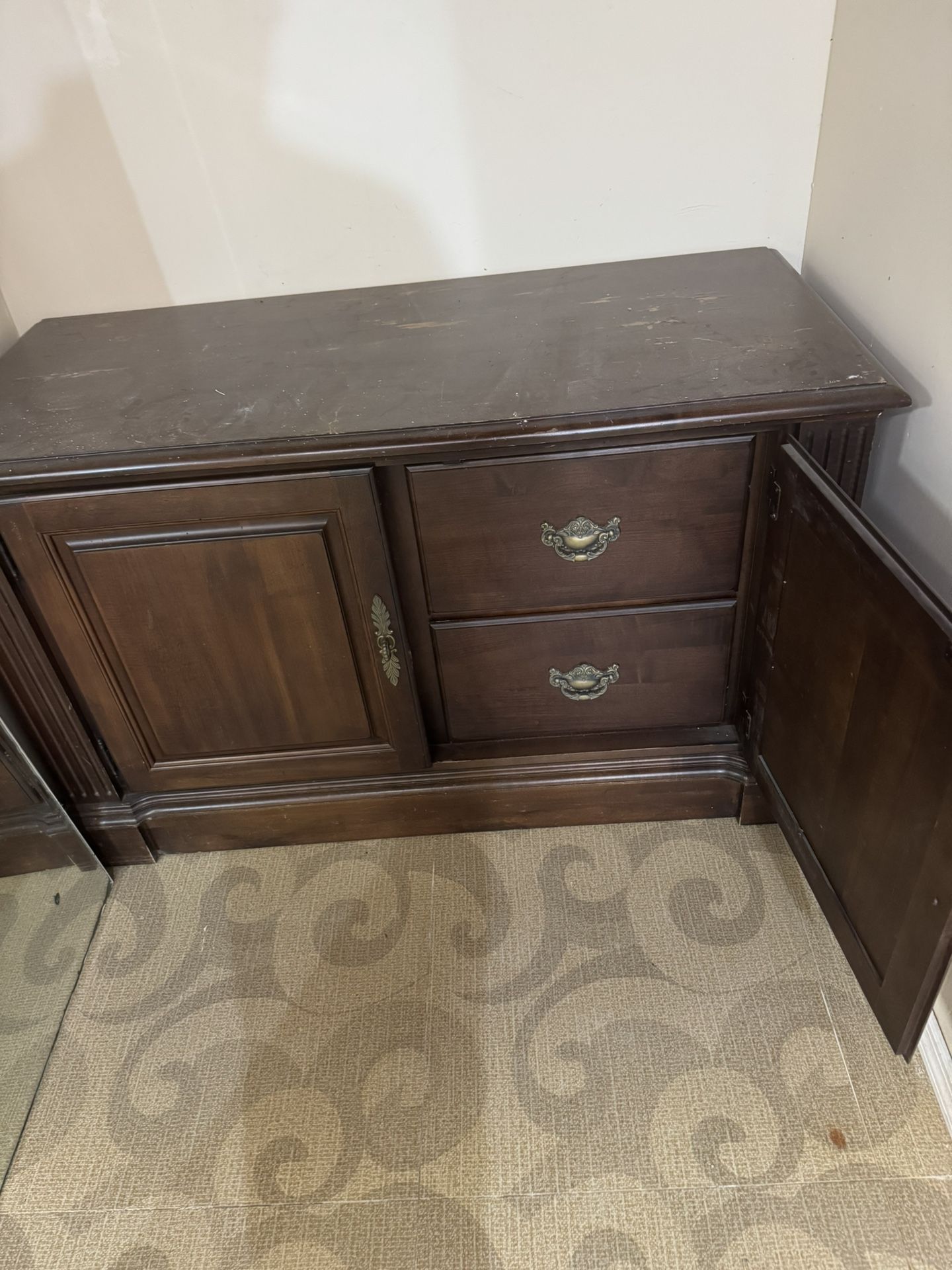 Antique Media Stand Oak Wood