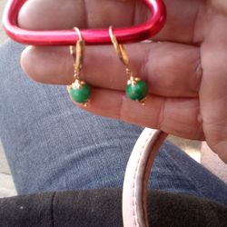 14k Gold Jade Earrings! 