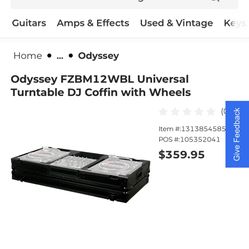 Odyssey FZBM12WBL Universal Turntable DJ Coffin with Wheels New