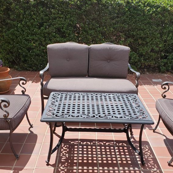 Patio Furniture Loveseat With 2 Chairs And Table 