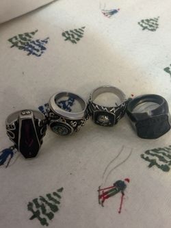 4-Piece Gothic Biker Statement Ring Lot | SoHo NYC