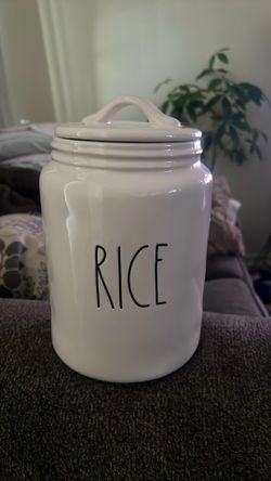 Rae Dunn glass rice canister