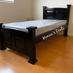 Twin Solid Wood Bed With Memory Foam Mattress $400