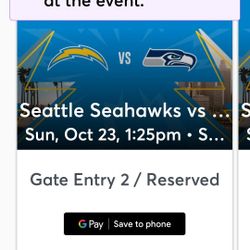 Chargers Vs Seahawks Sunday 2 Tix 100 Each
