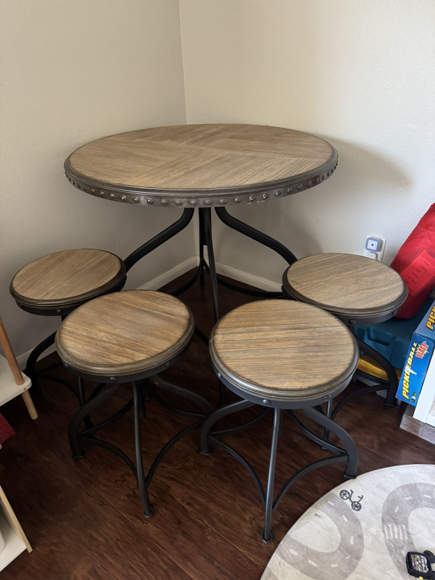 Bar top table and stools