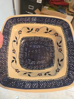 Polish Pottery Square Serving Bowl