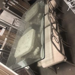 Glass table with 8 chairs