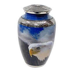 Cremation Urn Bald Eagle, Adult Brass Funeral Urn for Ashes (200 Cubic Inches)