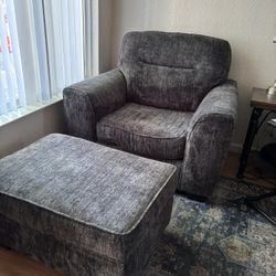 2sets Of Navy Blue Chair And Ottoman Sets
