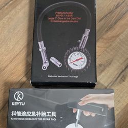 Bike Tire Gauge And Repair Kit