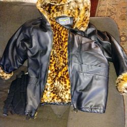 Leopard  P Leather Jacket