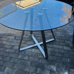 Beautiful Round Glass-Top Kitchen Table