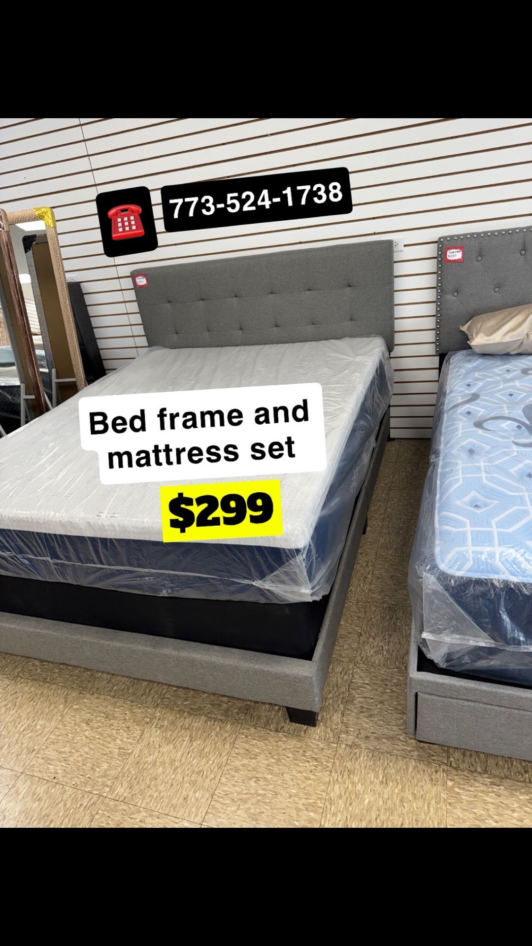 Queen Size Bundle Deal Headboard Frame With Mattress Set $299 Only 
