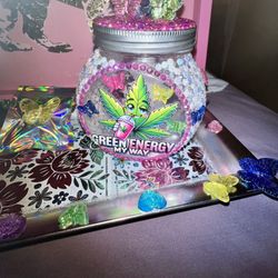 Handmade Jar With Ashtray And Tray
