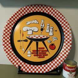 50's Era MCM Metal BBQ/Picnic Serving Tray 19"