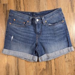 Levis Womens Stylish Blue Denim Shorts Size 28