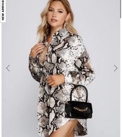 Snakeskin Button Up Dress 