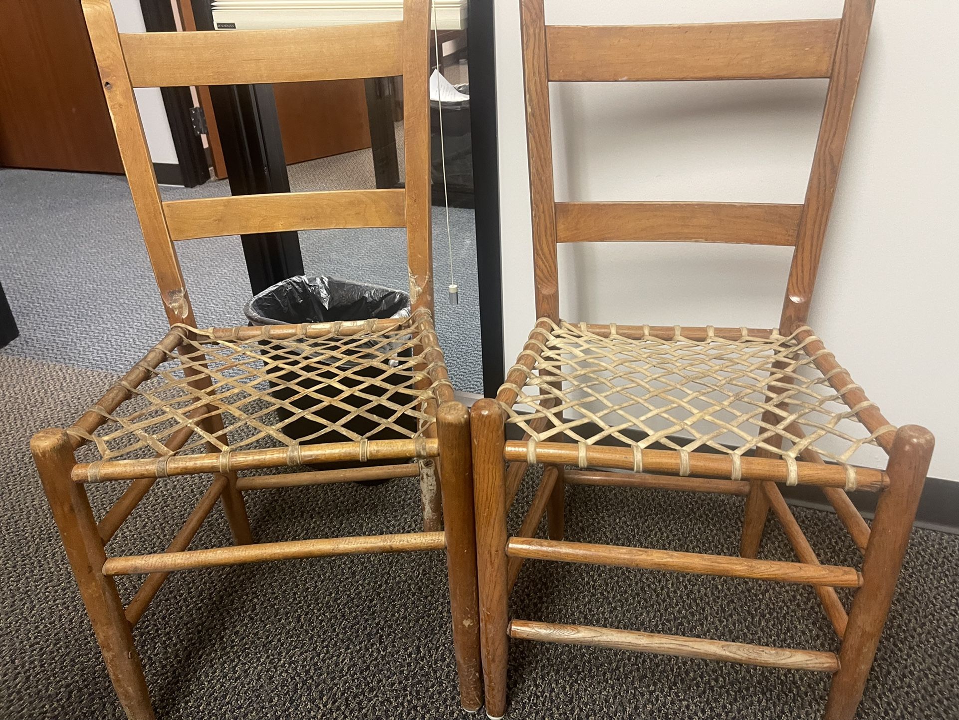 Vintage - Woven Seat Wooden Chairs - 2 $28