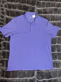 Vineyard Vines Purple Striped Stretch Polo Shirt Embroidered Fox Logo Mens SZ XL